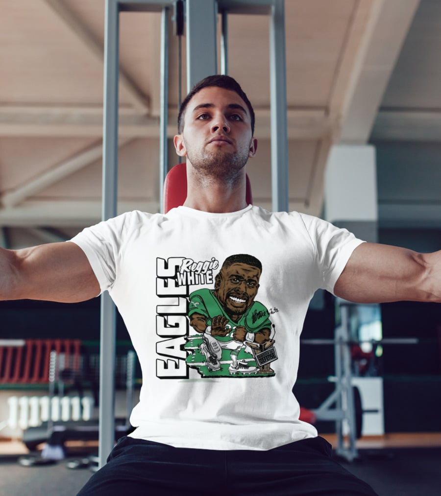 Reggie White Philadelphia Eagles Caricature Art NFL Legendary Player T-Shirt