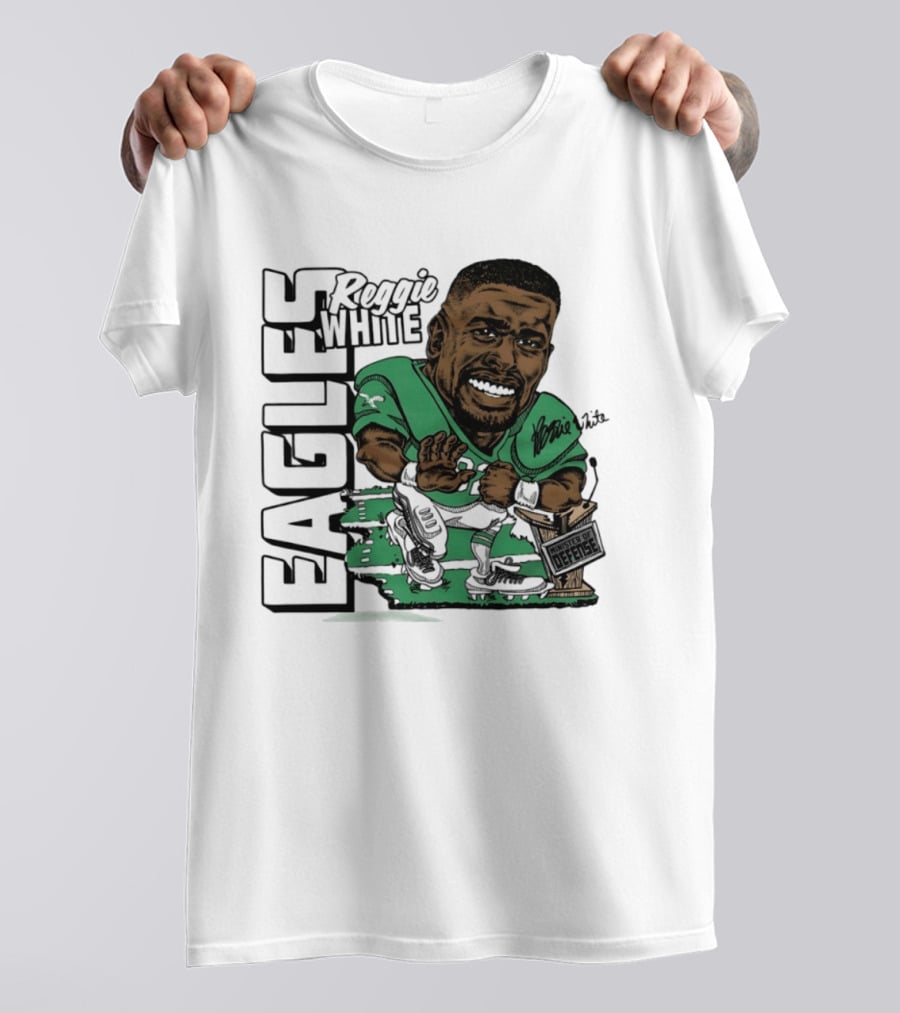 Reggie White Philadelphia Eagles Caricature Art NFL Legendary Player T-Shirt