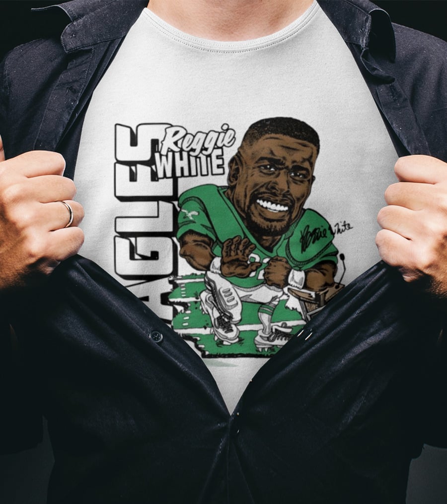 Reggie White Philadelphia Eagles Caricature Art NFL Legendary Player T-Shirt