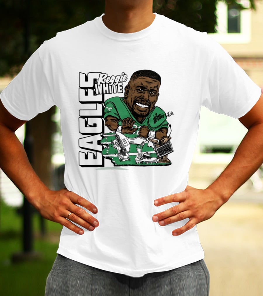 Reggie White Philadelphia Eagles Caricature Art NFL Legendary Player T-Shirt