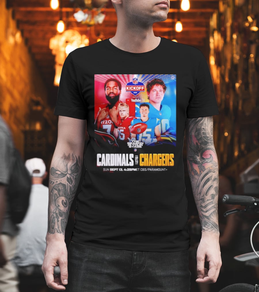 Cardinals Vs Chargers NFL Kickoff 2026 YouTube TV CBS Paramount September 13 T-Shirt