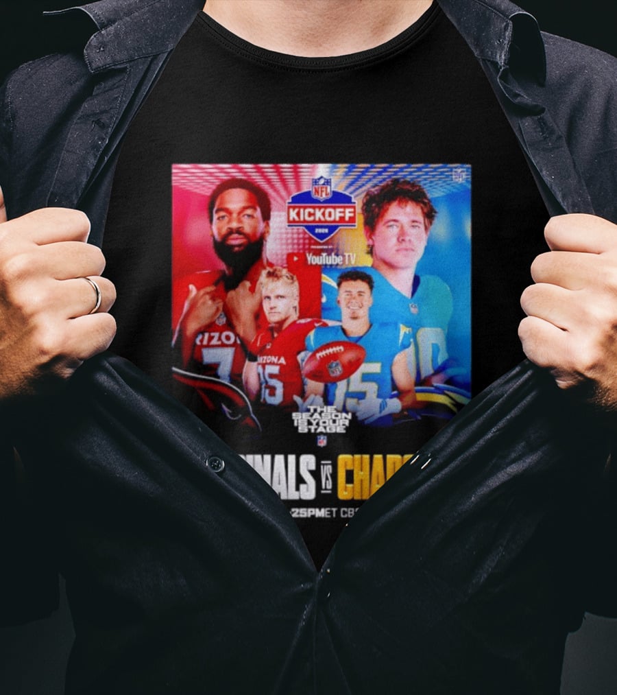 Cardinals Vs Chargers NFL Kickoff 2026 YouTube TV CBS Paramount September 13 T-Shirt