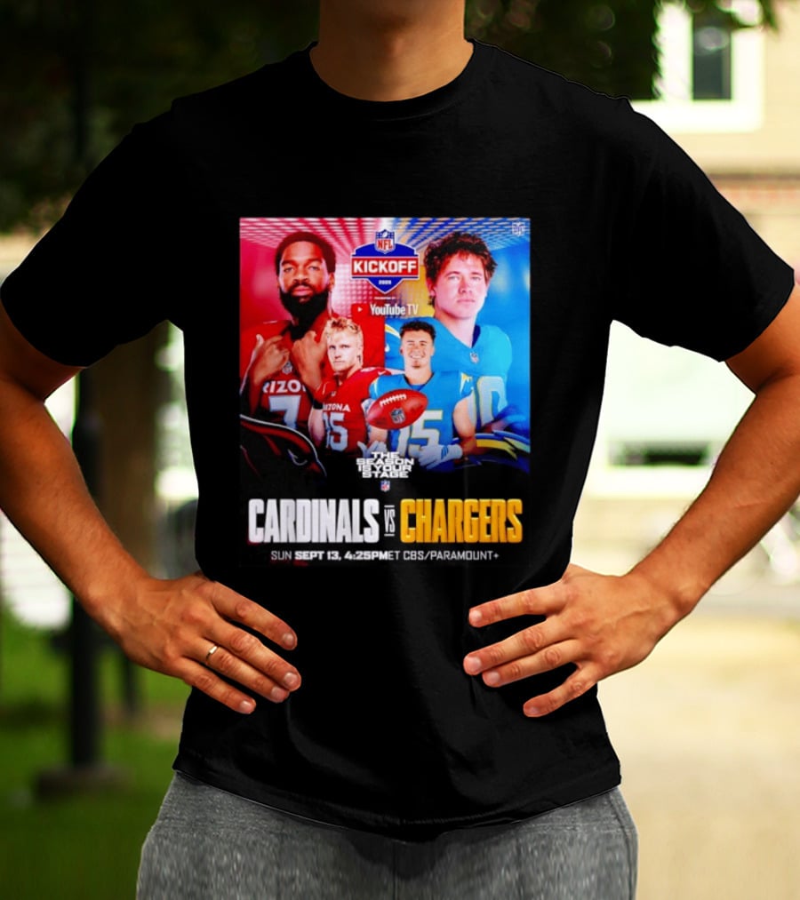 Cardinals Vs Chargers NFL Kickoff 2026 YouTube TV CBS Paramount September 13 T-Shirt