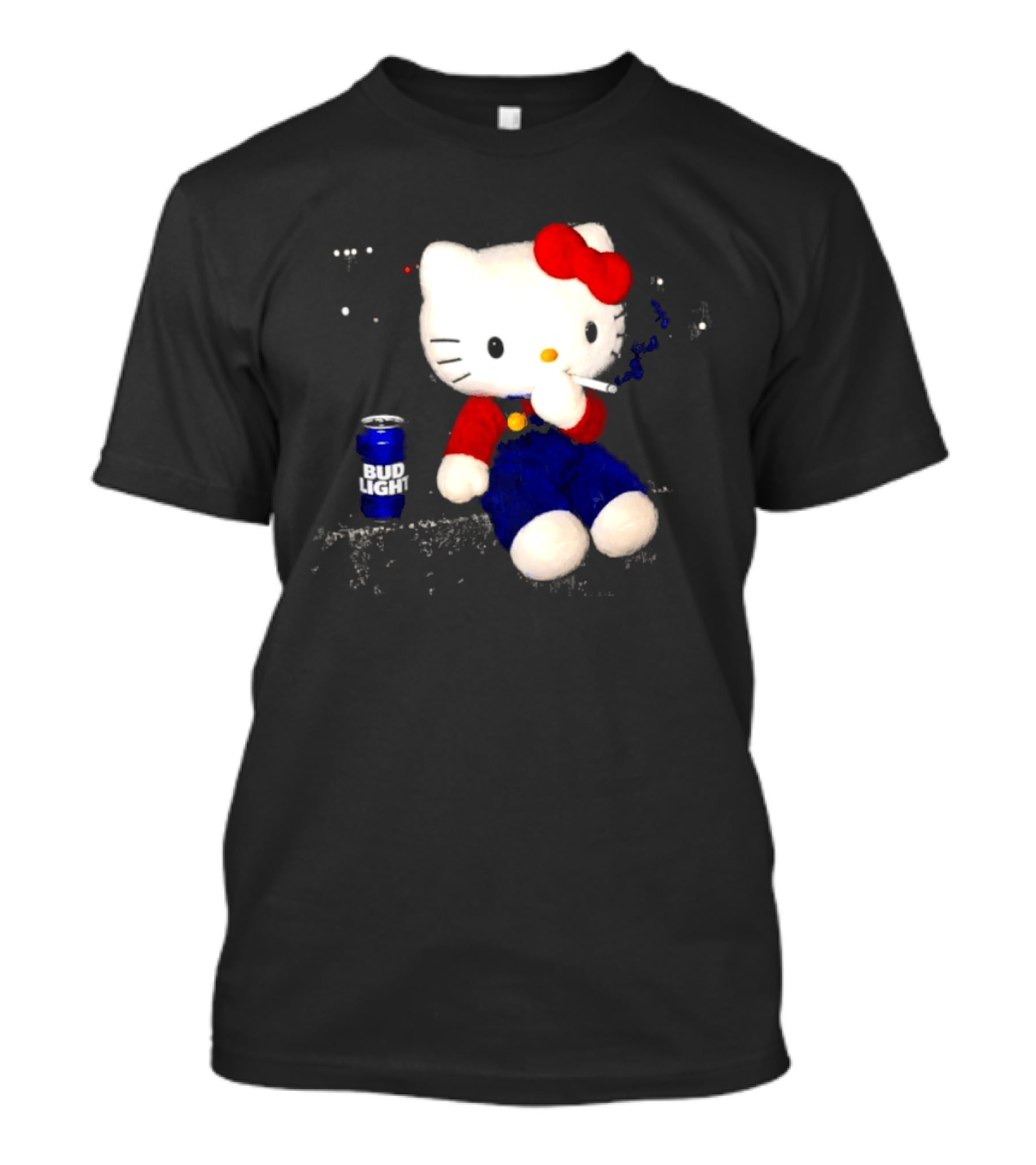 Hello Kitty With Smoking And Bud Light Can T-Shirt