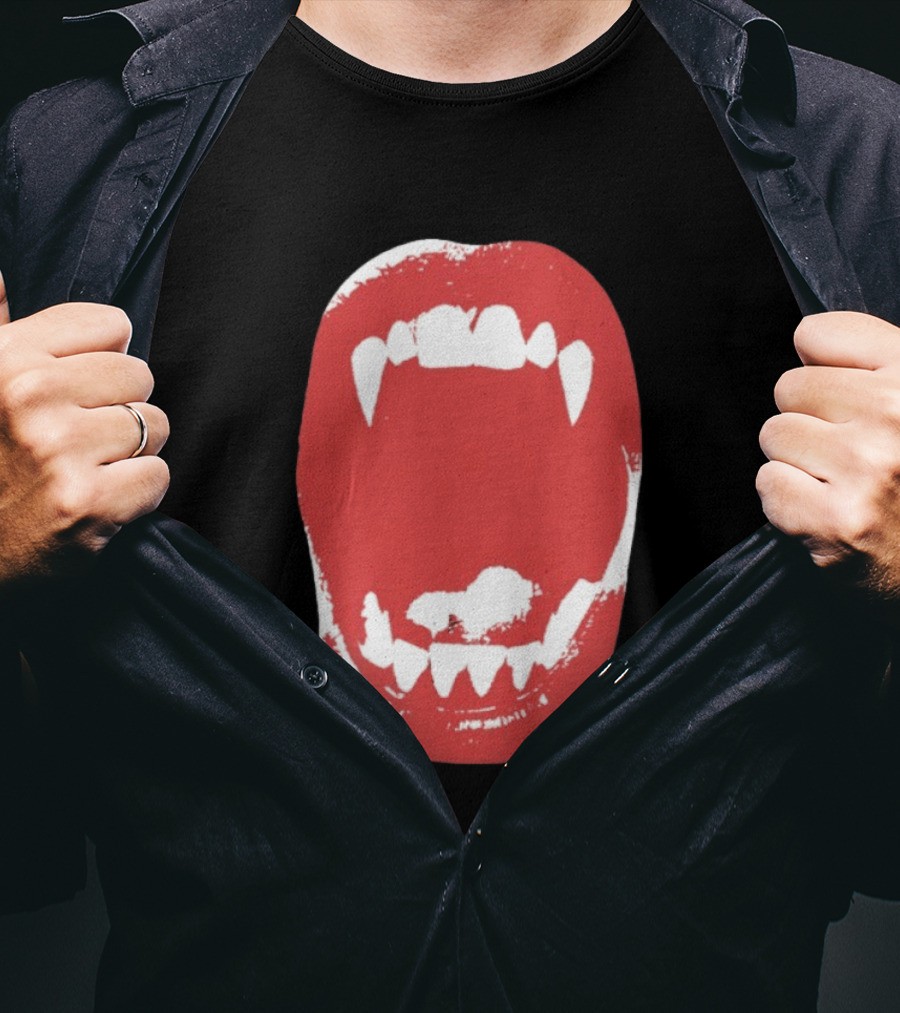 Vampire Fangs Open Mouth Red T-Shirt