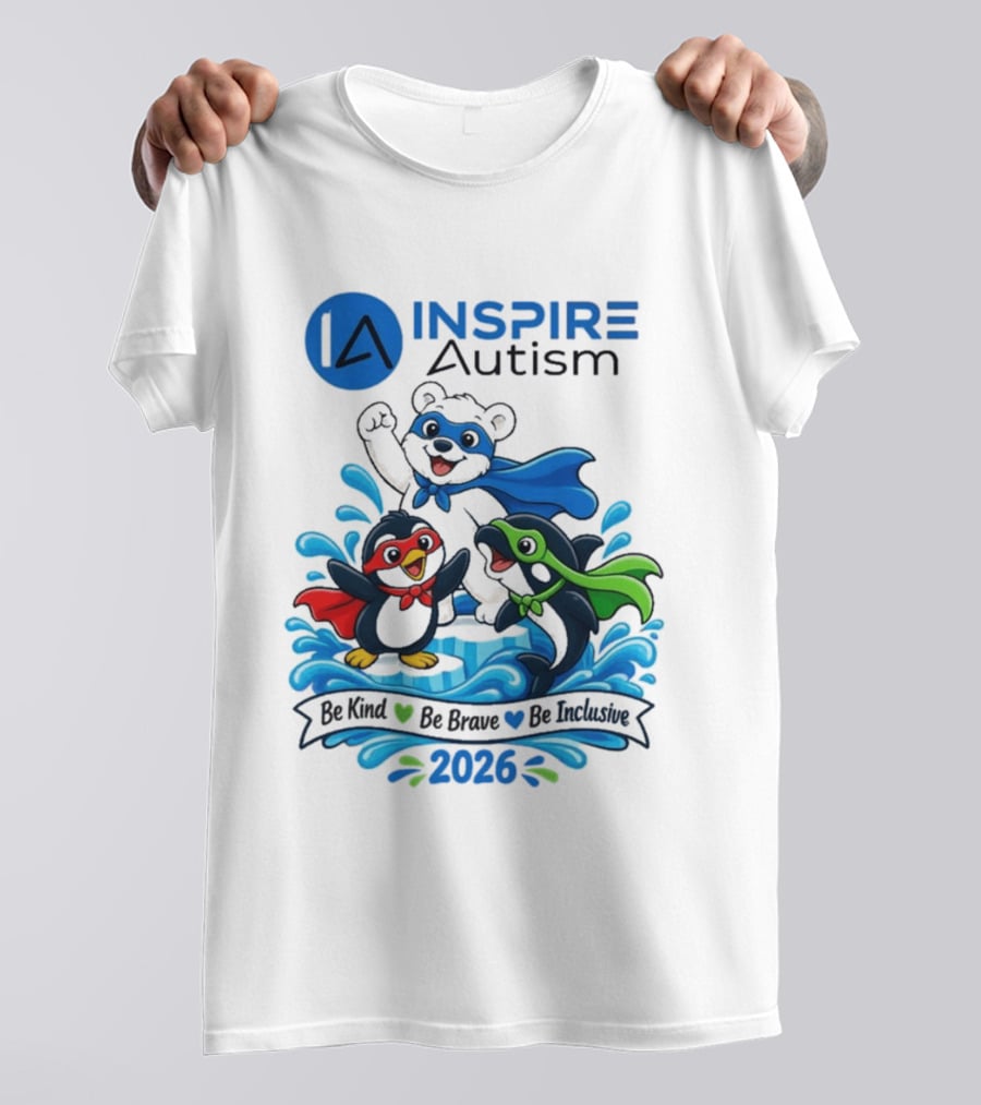 Inspire Autism Hero Walk 2026 Be Kind Brave Inclusive T-Shirt