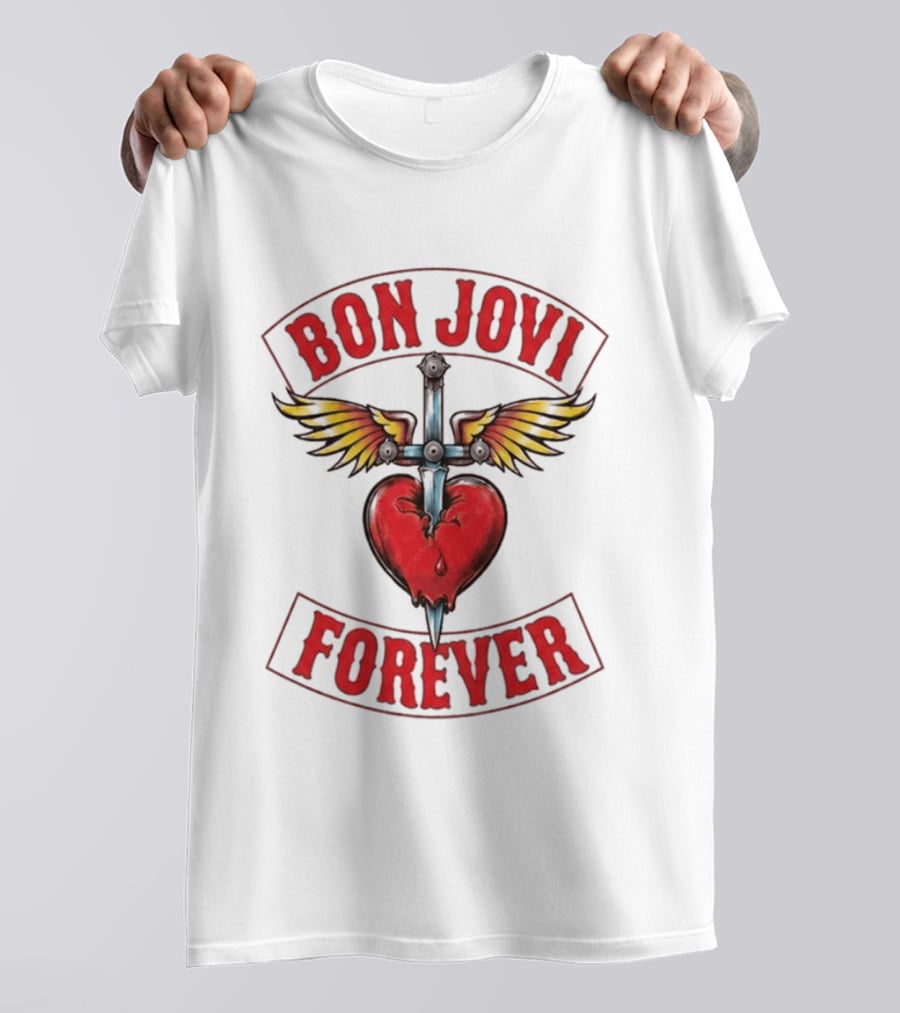 Bon Jovi Forever Heart Dagger Wings T-Shirt
