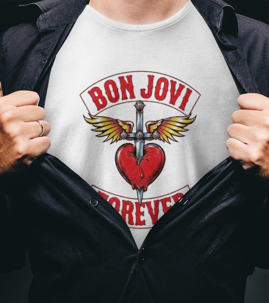Bon Jovi Forever Heart Dagger Wings T-Shirt
