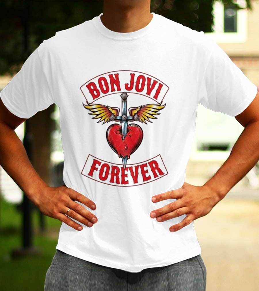 Bon Jovi Forever Heart Dagger Wings T-Shirt