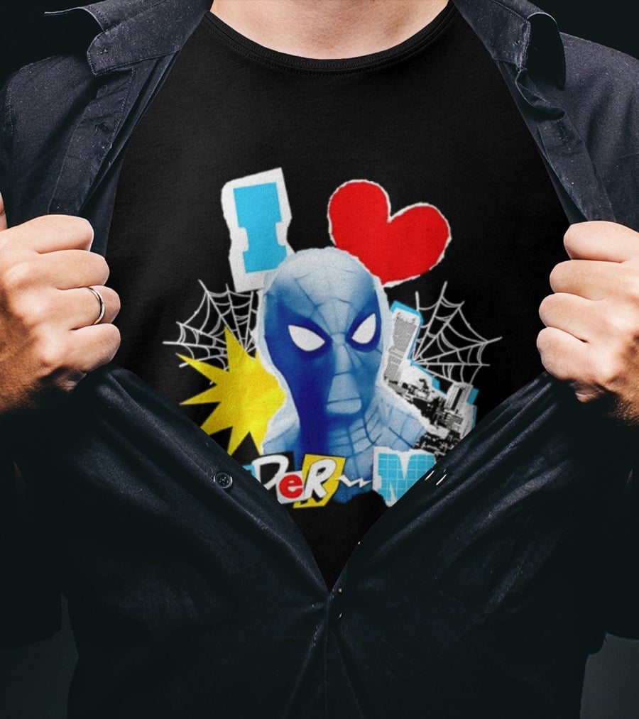 Marvel Spider Man I Love Spider Man Webhead Mask Collage T-Shirt