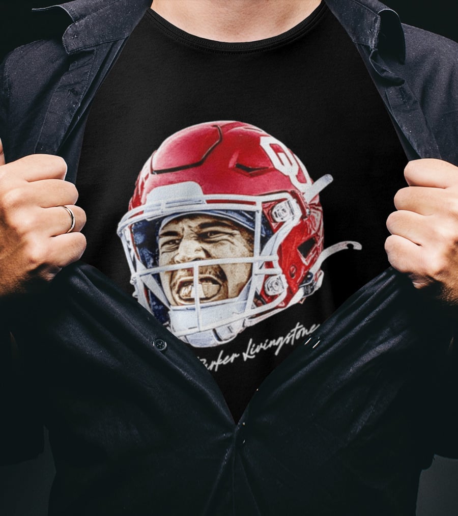 Oklahoma Sooners Parker Livingstone Football Swag Head OU Helmet T-Shirt