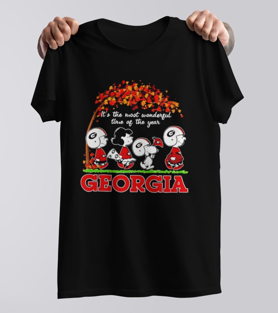 Peanuts Georgia Bulldogs Fall Halloween It's The Most Wonderful Time Of The Year T-Shirt