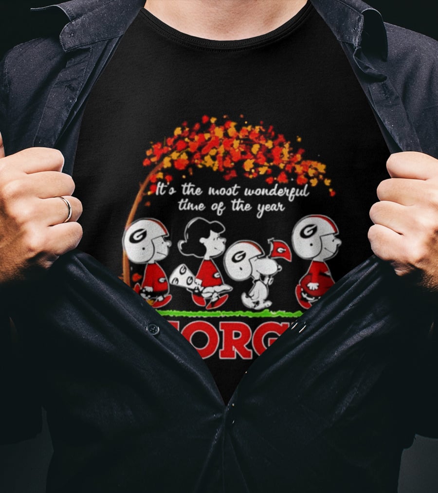 Peanuts Georgia Bulldogs Fall Halloween It's The Most Wonderful Time Of The Year T-Shirt