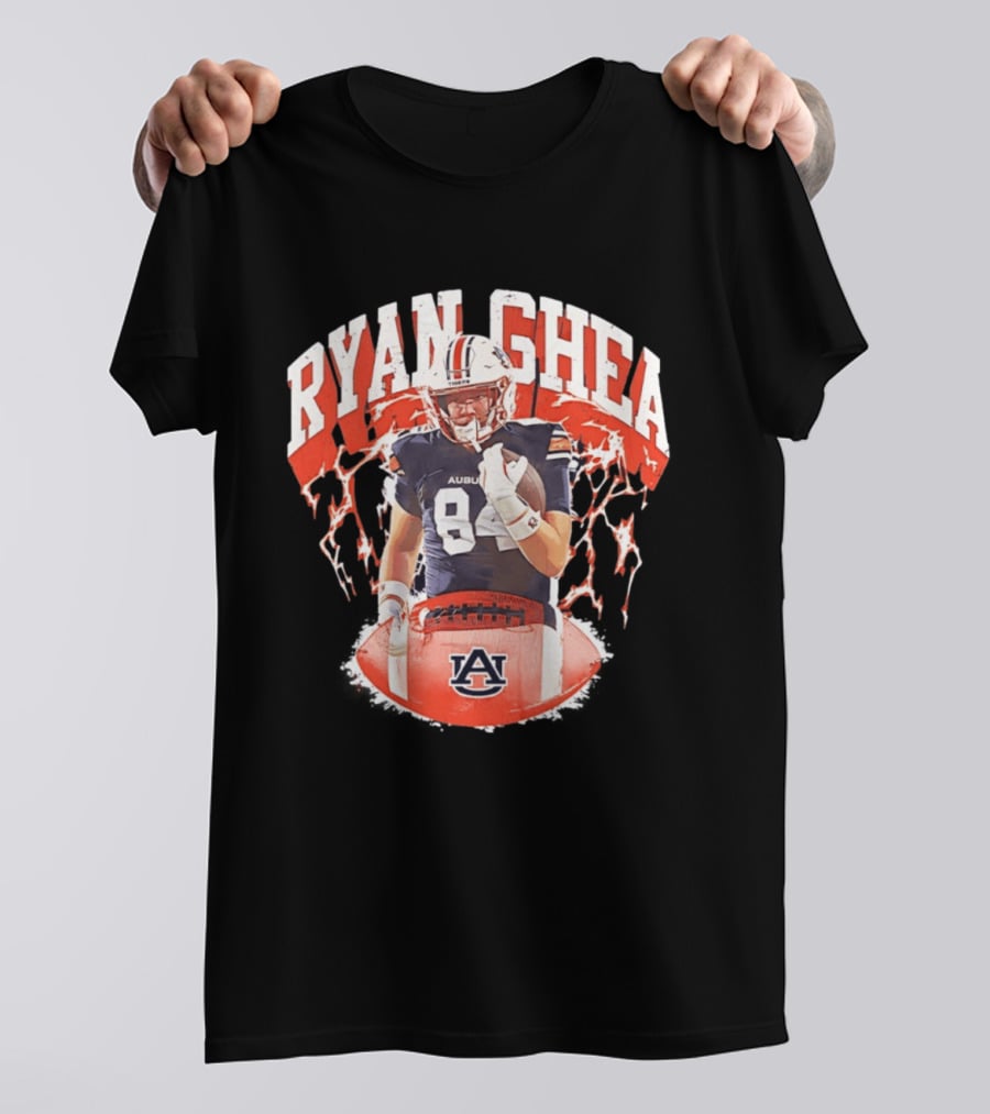 Ryan Ghea Auburn Tigers Football Lightning Bold Number 84 T-Shirt