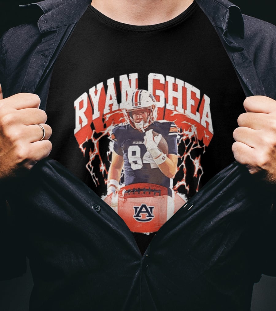 Ryan Ghea Auburn Tigers Football Lightning Bold Number 84 T-Shirt