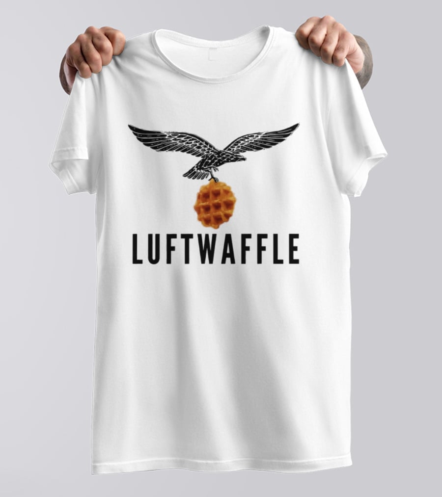 Luftwaffe Eagle Carrying Waffle Pun T-Shirt
