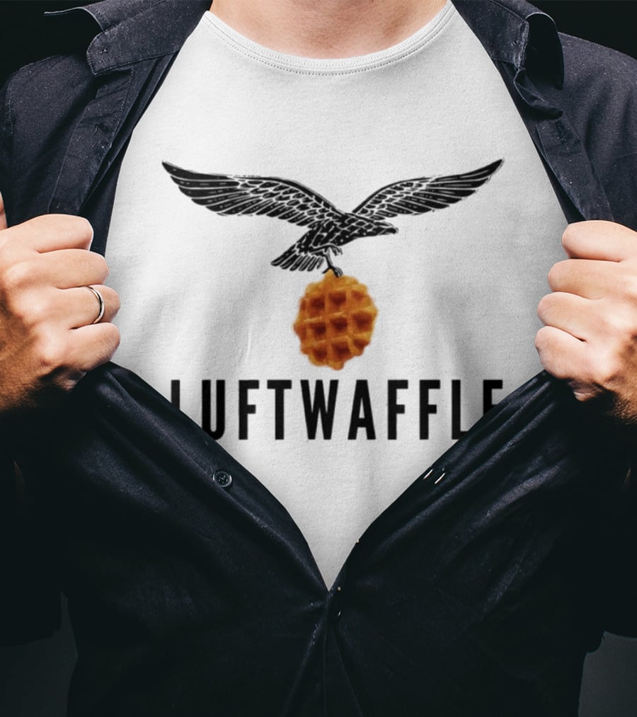 Luftwaffe Eagle Carrying Waffle Pun T-Shirt