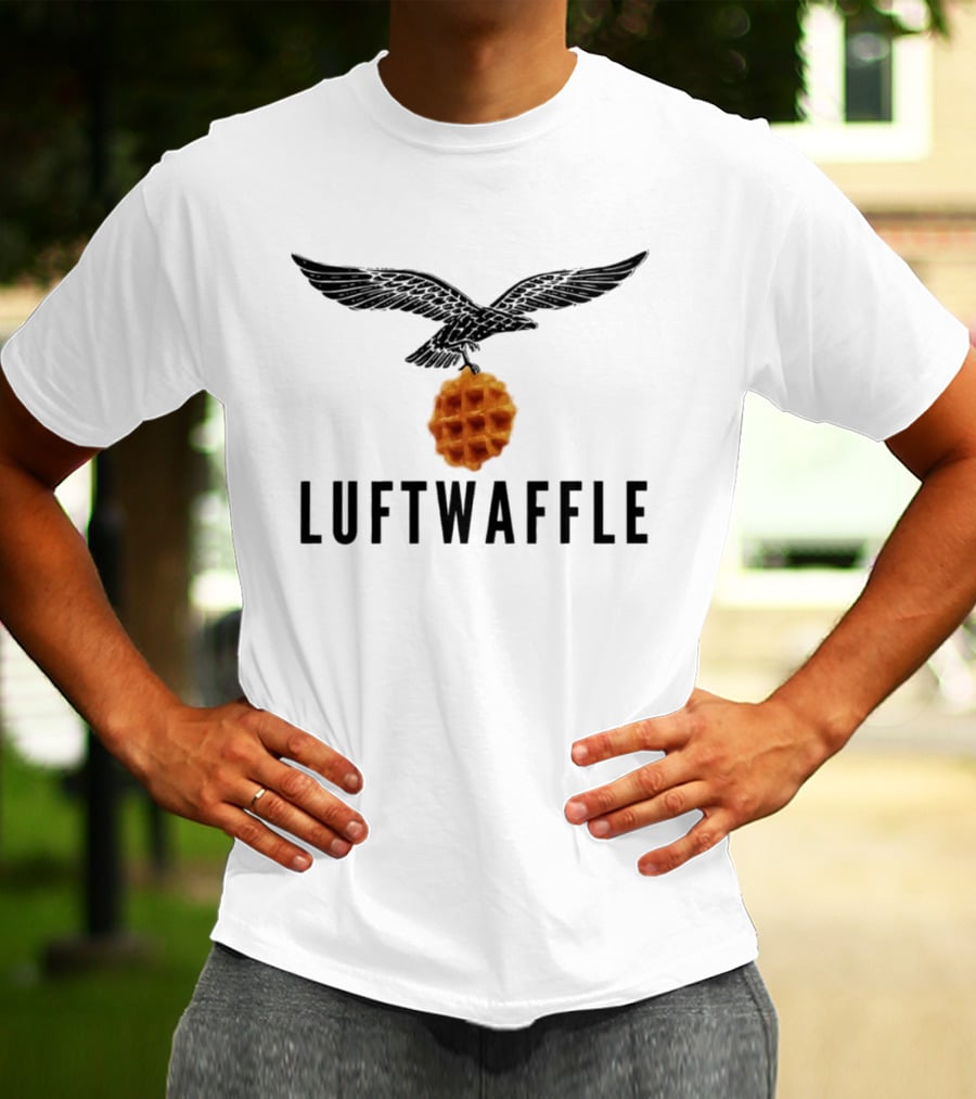Luftwaffe Eagle Carrying Waffle Pun T-Shirt
