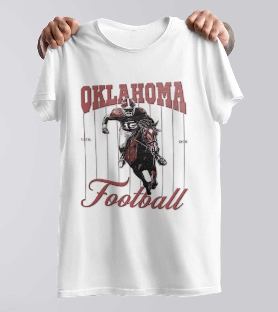 Oklahoma Sooners Football Player On Horse Estb 1890 T-Shirt