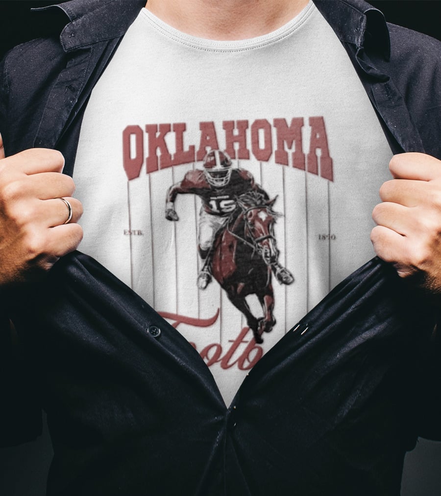 Oklahoma Sooners Football Player On Horse Estb 1890 T-Shirt