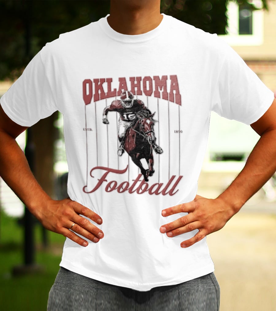 Oklahoma Sooners Football Player On Horse Estb 1890 T-Shirt