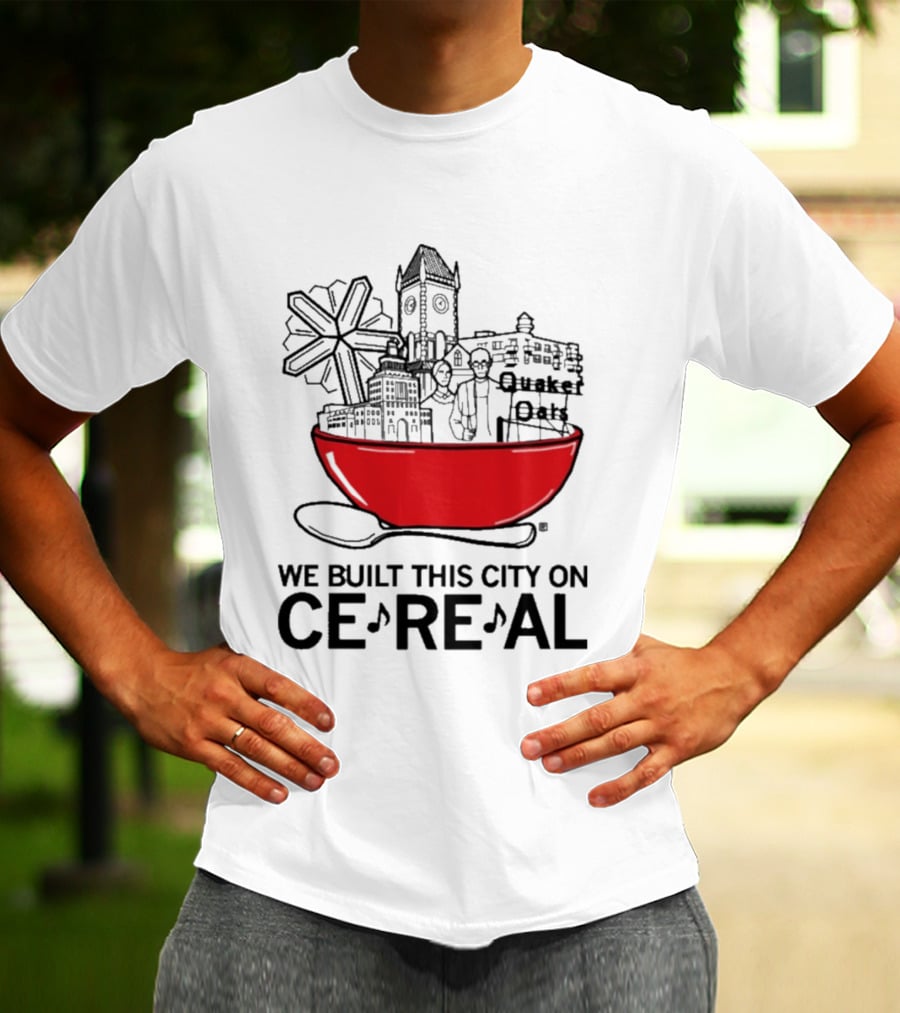 We Built This City On Ce Re Al Red Bowl Skyline T-Shirt