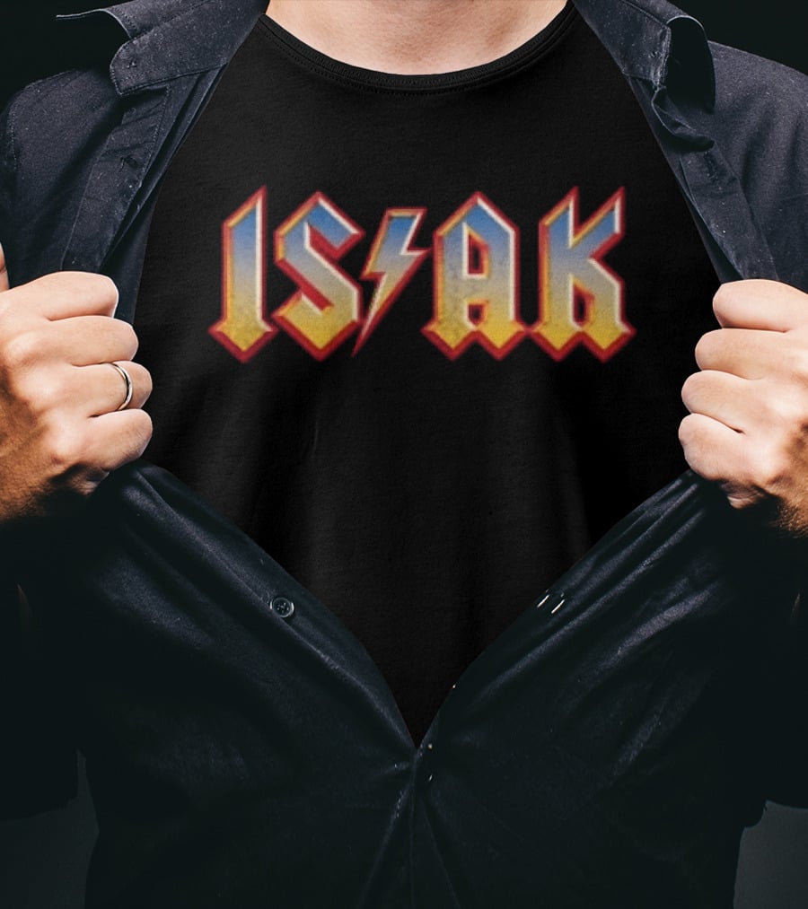 Alexander Isak ACDC Style Font Lightning Bolt T-Shirt
