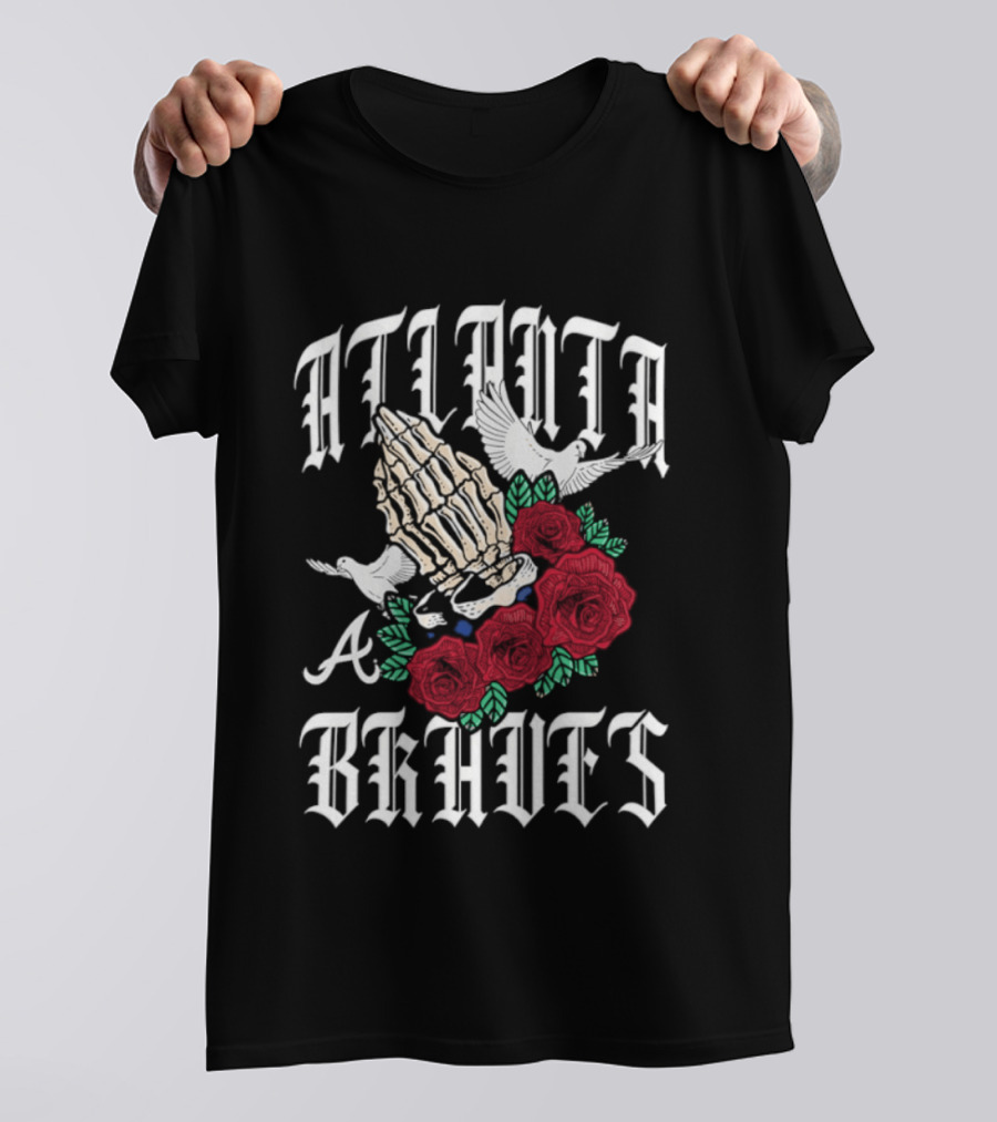 Atlanta Braves Gothic Bloom Praying Hands Halloween Roses 2026 T-Shirt