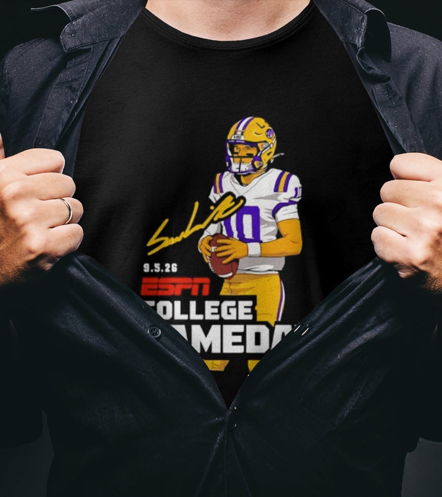 Sam Leavitt 9 3 26 ESPN College Gameday LSU Tigers Football T-Shirt