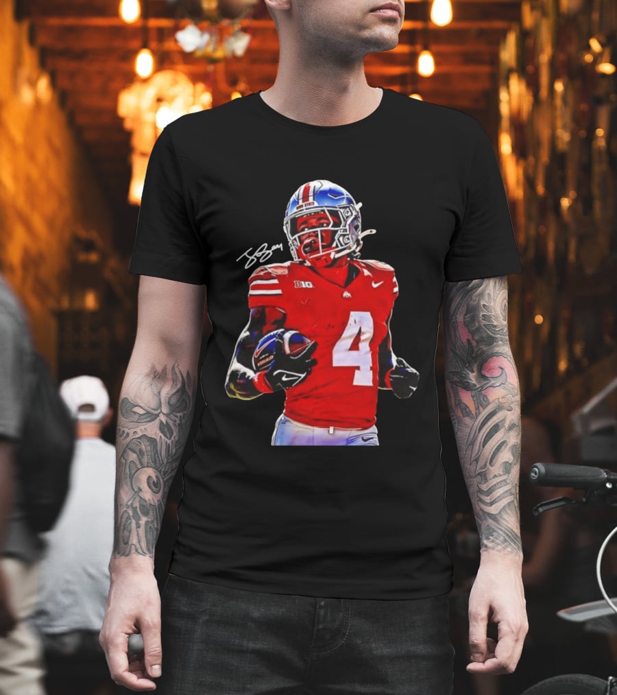 Jeremiah Smith Ohio State Buckeyes Football Number 4 T-Shirt