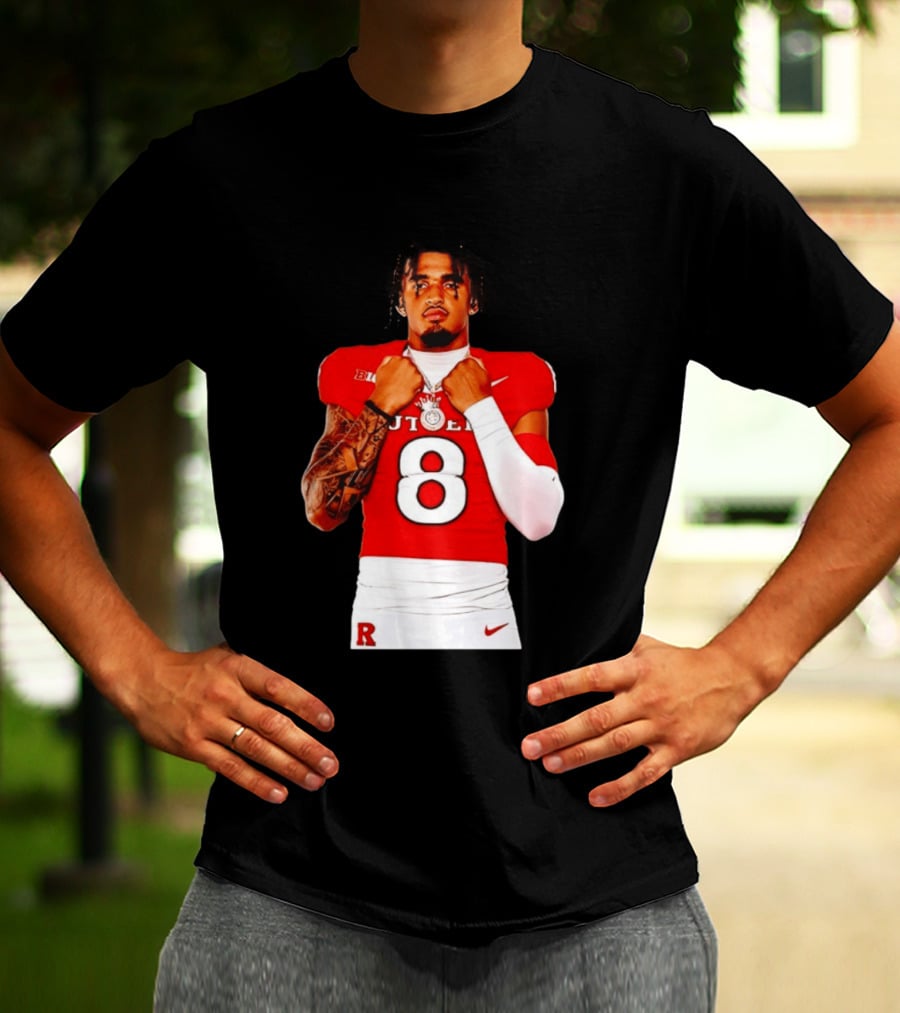 KJ Duff Rutgers Scarlet Knights Football Number 8 NCAA Moment T-Shirt
