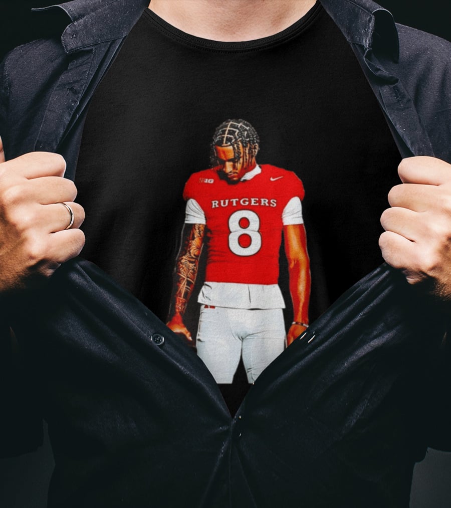 KJ Duff Number 8 Rutgers Scarlet Knights NCAA Football Player Nike Jersey T-Shirt