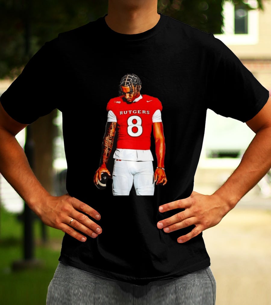 KJ Duff Number 8 Rutgers Scarlet Knights NCAA Football Player Nike Jersey T-Shirt