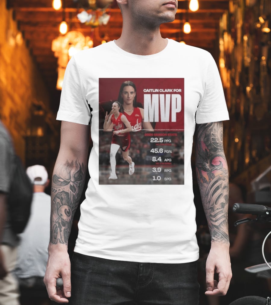 Caitlin Clark For MVP 2026 Stats 22.5 PPG 45.6 FG% 8.4 APG 3.9 RPG 1.0 SPG T-Shirt