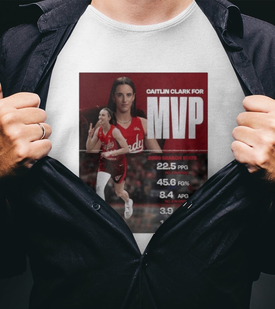 Caitlin Clark For MVP 2026 Stats 22.5 PPG 45.6 FG% 8.4 APG 3.9 RPG 1.0 SPG T-Shirt