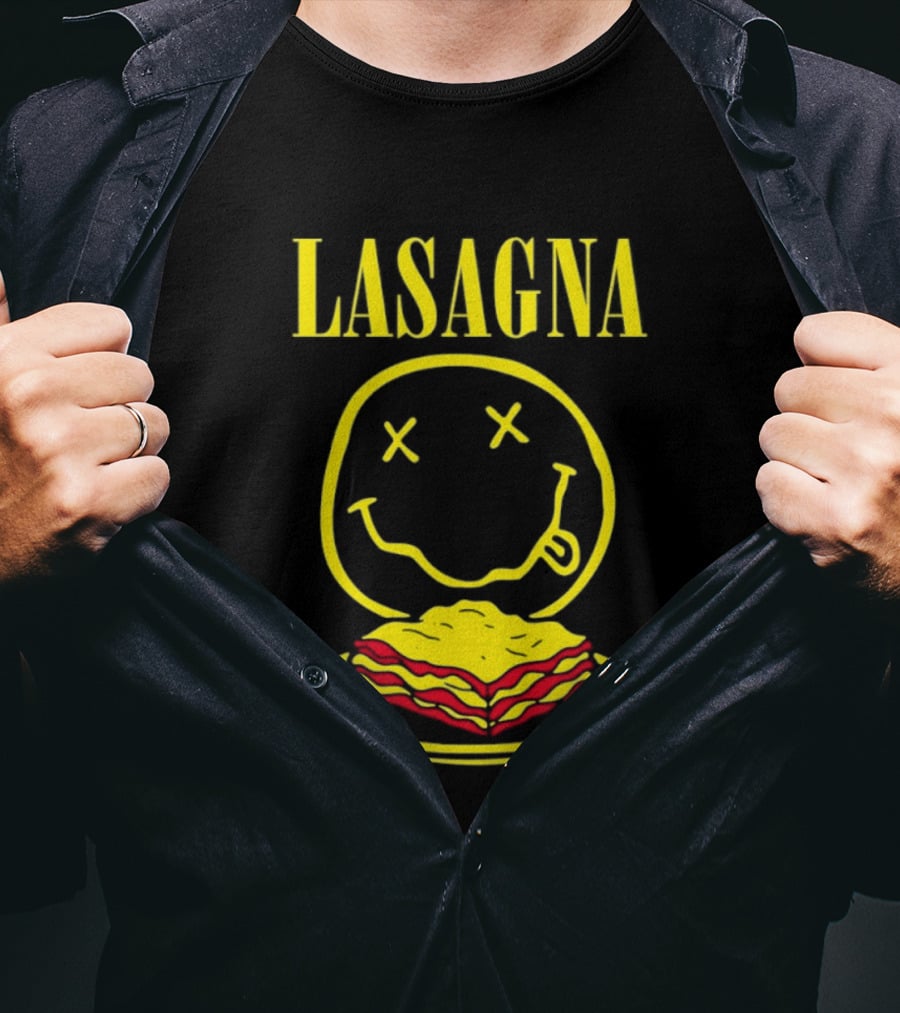 Lasagna Smiley Face Grunge Band Nirvana T-Shirt