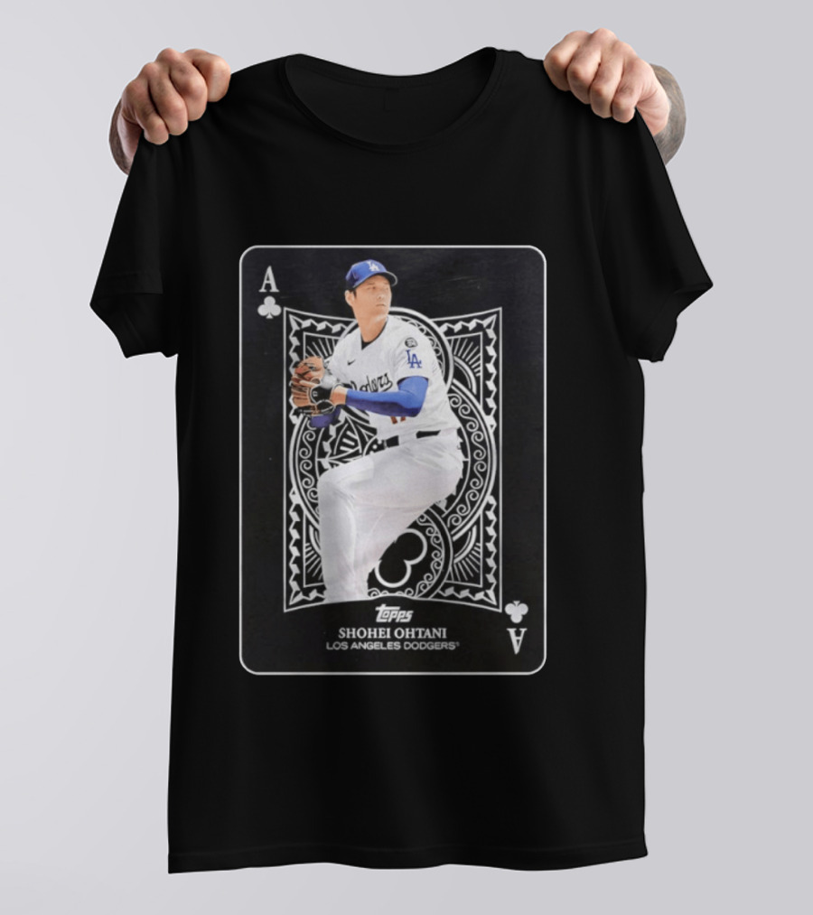 Los Angeles Dodgers Shohei Ohtani Topps Ace Of Clubs T-Shirt