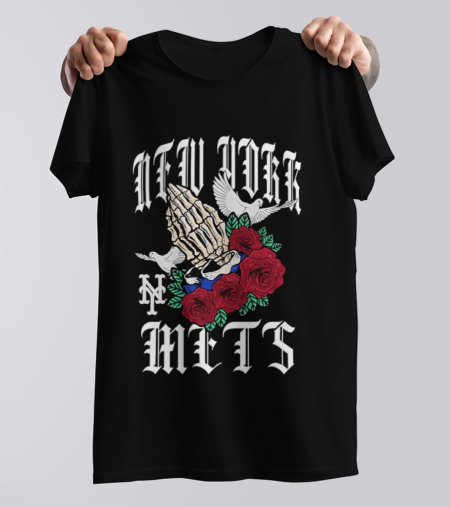 New York Mets Gothic Bloom With Doves And Roses Halloween 2026 T-Shirt