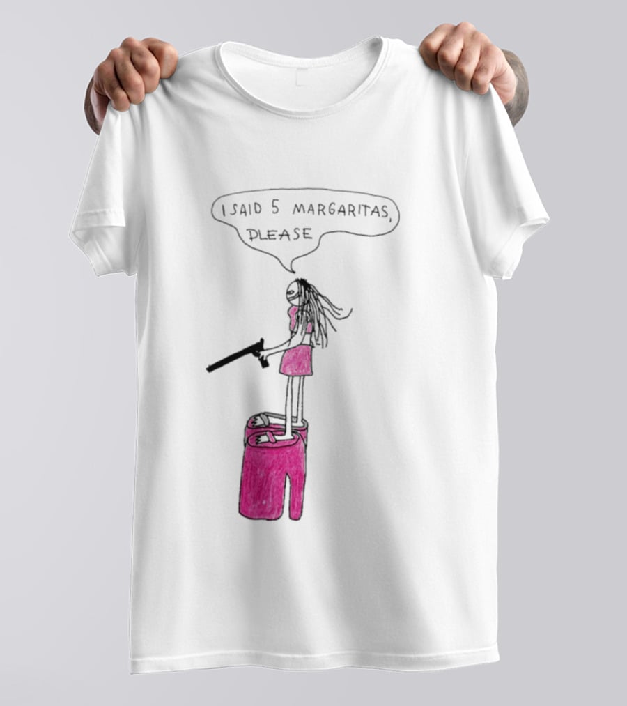 I Said 5 Margaritas Please Funny Stick Figure Woman On Chair T-Shirt