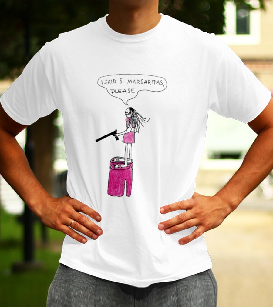 I Said 5 Margaritas Please Funny Stick Figure Woman On Chair T-Shirt