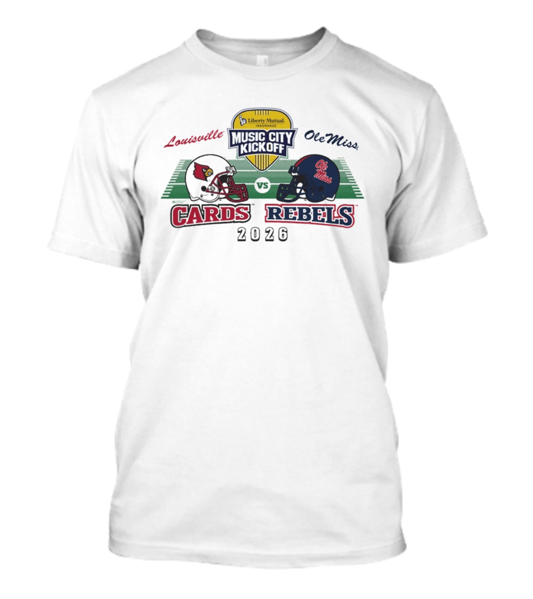 Liberty Mutual Music City Kickoff 2026 Louisville Cardinals Vs Ole Miss Rebels Matchup T-Shirt