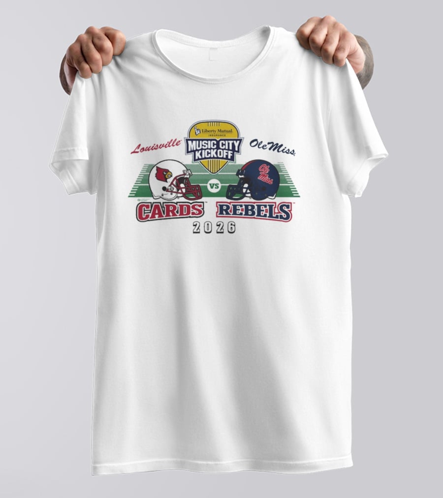 Liberty Mutual Music City Kickoff 2026 Louisville Cardinals Vs Ole Miss Rebels Matchup T-Shirt