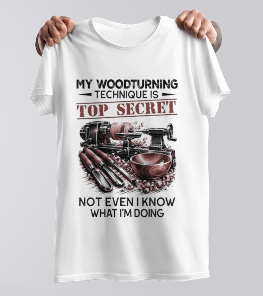 My Woodturning Technique Is Top Secret Not Even I Know What I'm Doing Funny Woodworker Humor T-Shirt