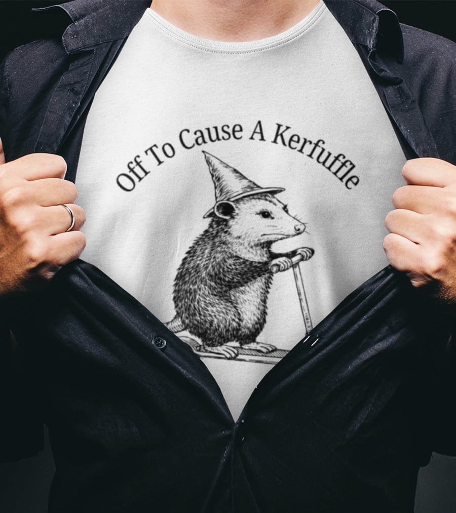 Off To Cause A Kerfuffle Opossum Wizard Hat Scooter T-Shirt