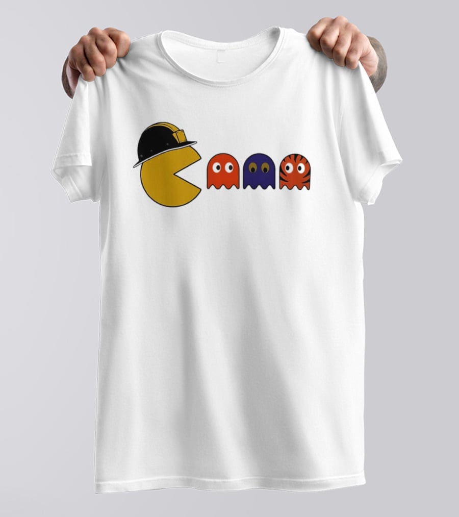 Pacman Hard Hat Ghosts Retro Gaming T-Shirt