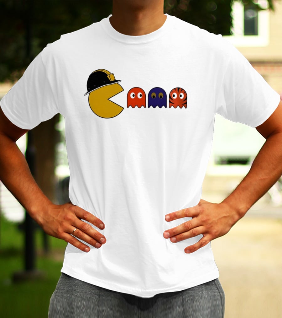 Pacman Hard Hat Ghosts Retro Gaming T-Shirt