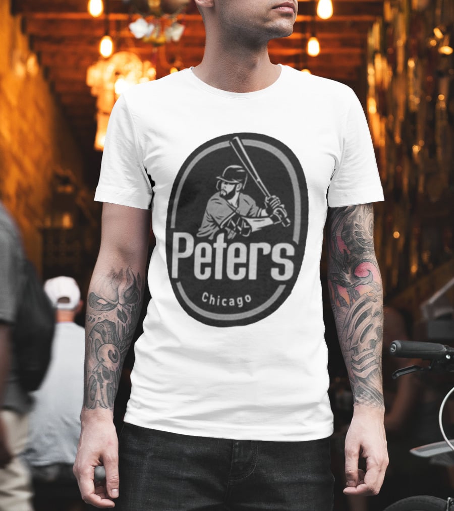 Peters Chicago Baseball Player Illustration White Sox T-Shirt