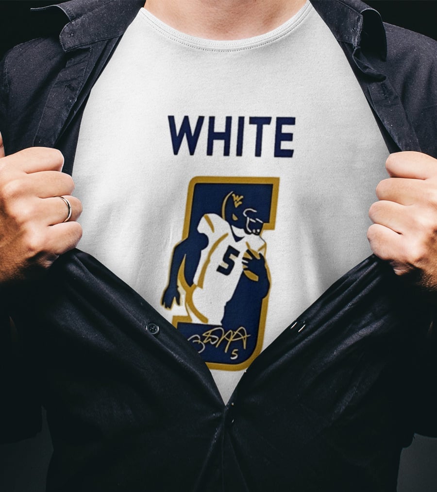 West Virginia Mountaineers Pat White Number 5 Signature 2026 T-Shirt
