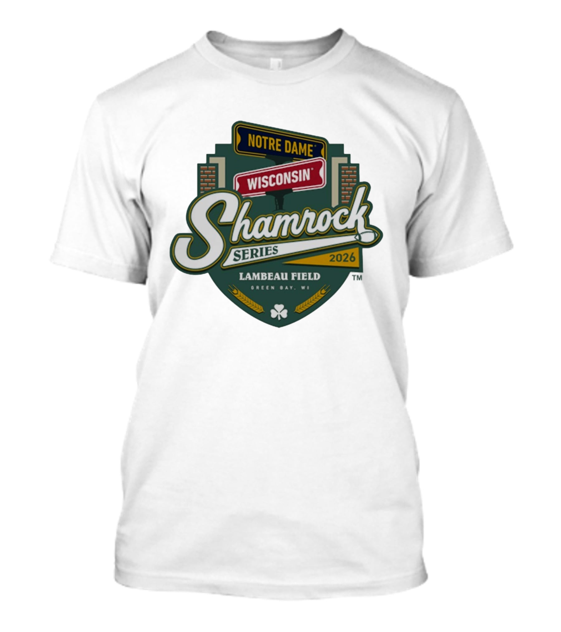 Notre Dame Wisconsin Shamrock Series 2026 Lambeau Field Green Bay WI T-Shirt
