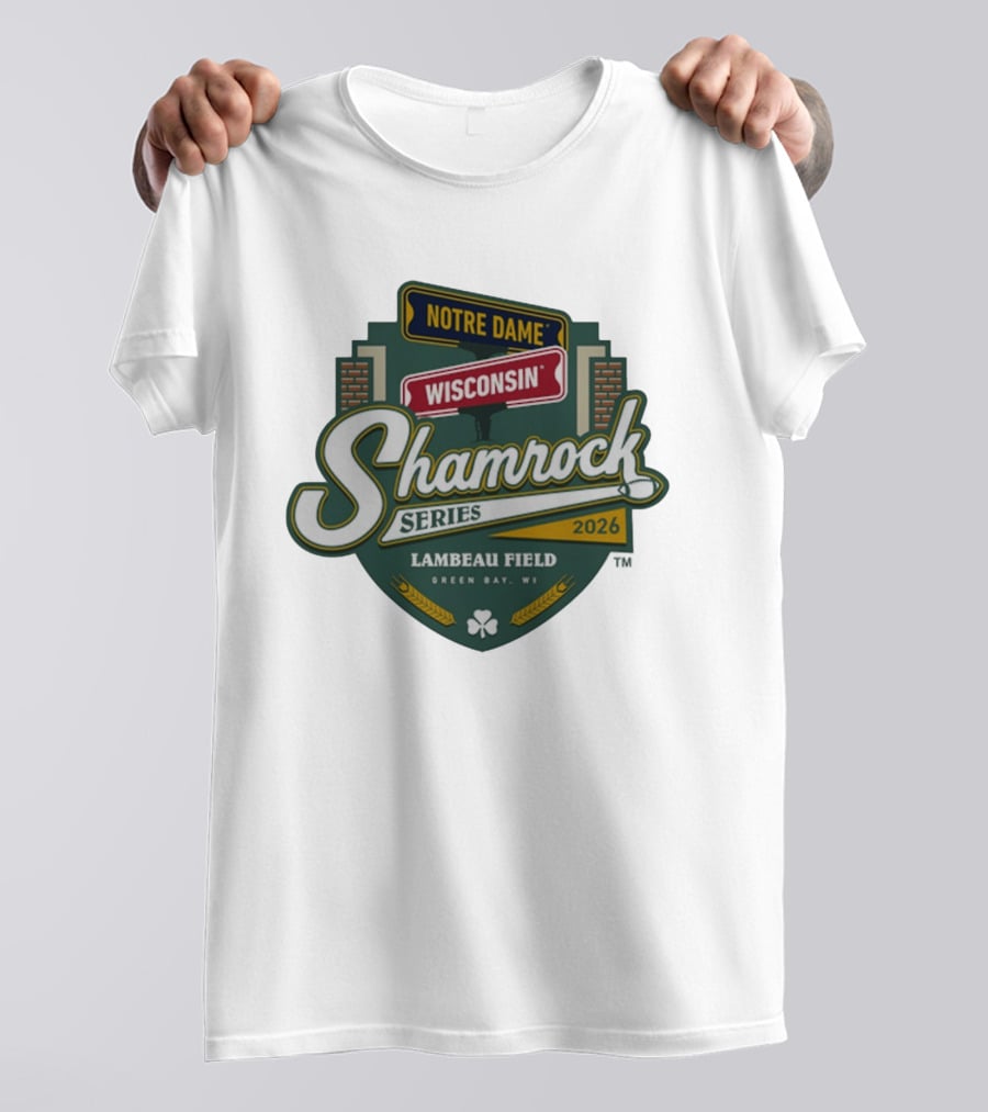 Notre Dame Wisconsin Shamrock Series 2026 Lambeau Field Green Bay WI T-Shirt
